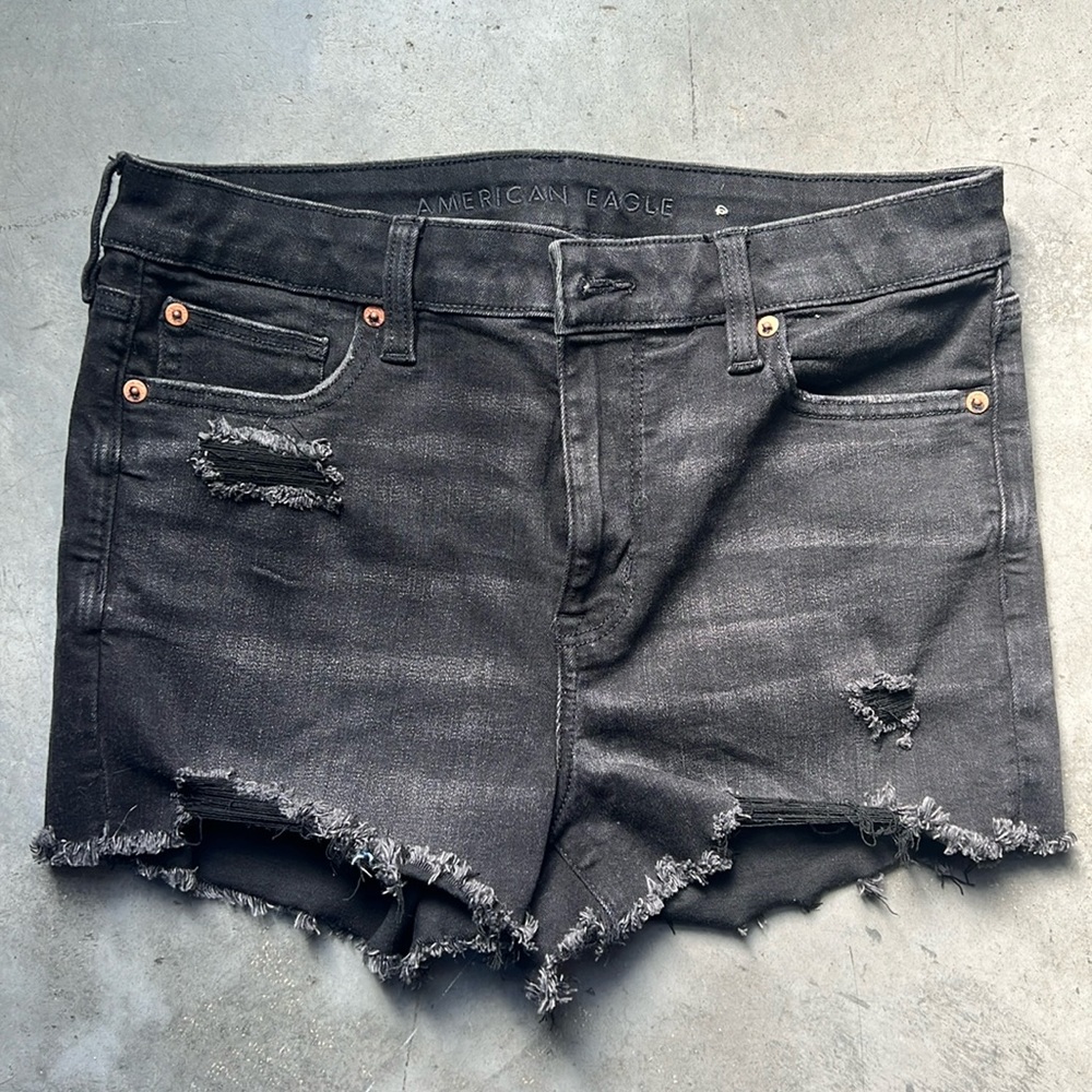 American Eagle Level High-Waisted Denim Short Short US 10